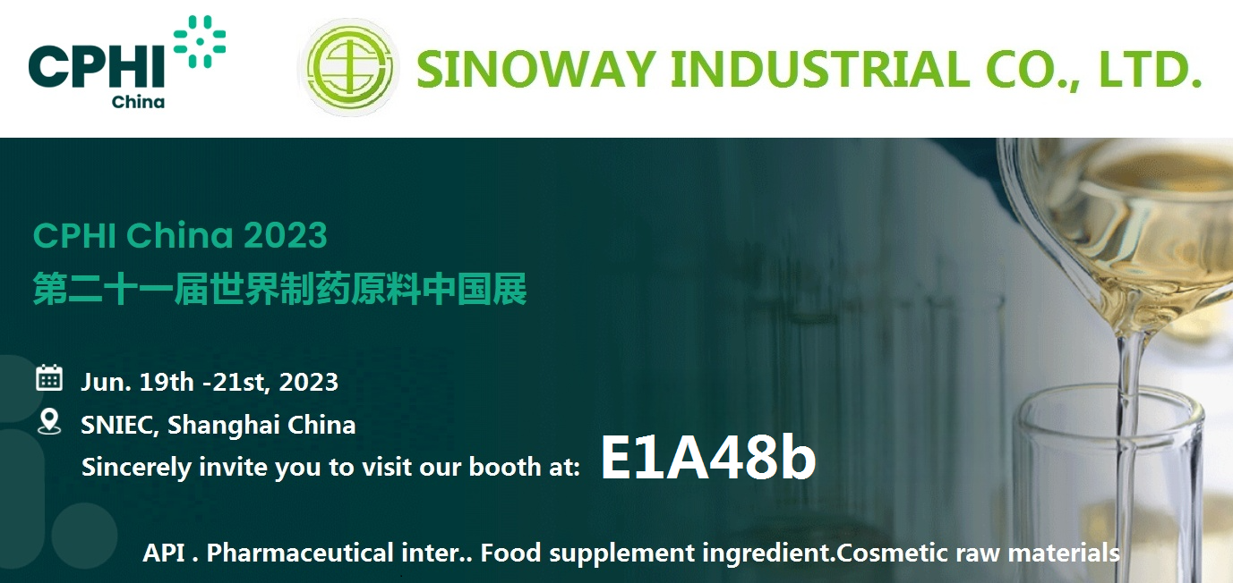 A Sinoway sinceramente convida você a visitar nosso estande E1A48 na CPhI China 2023